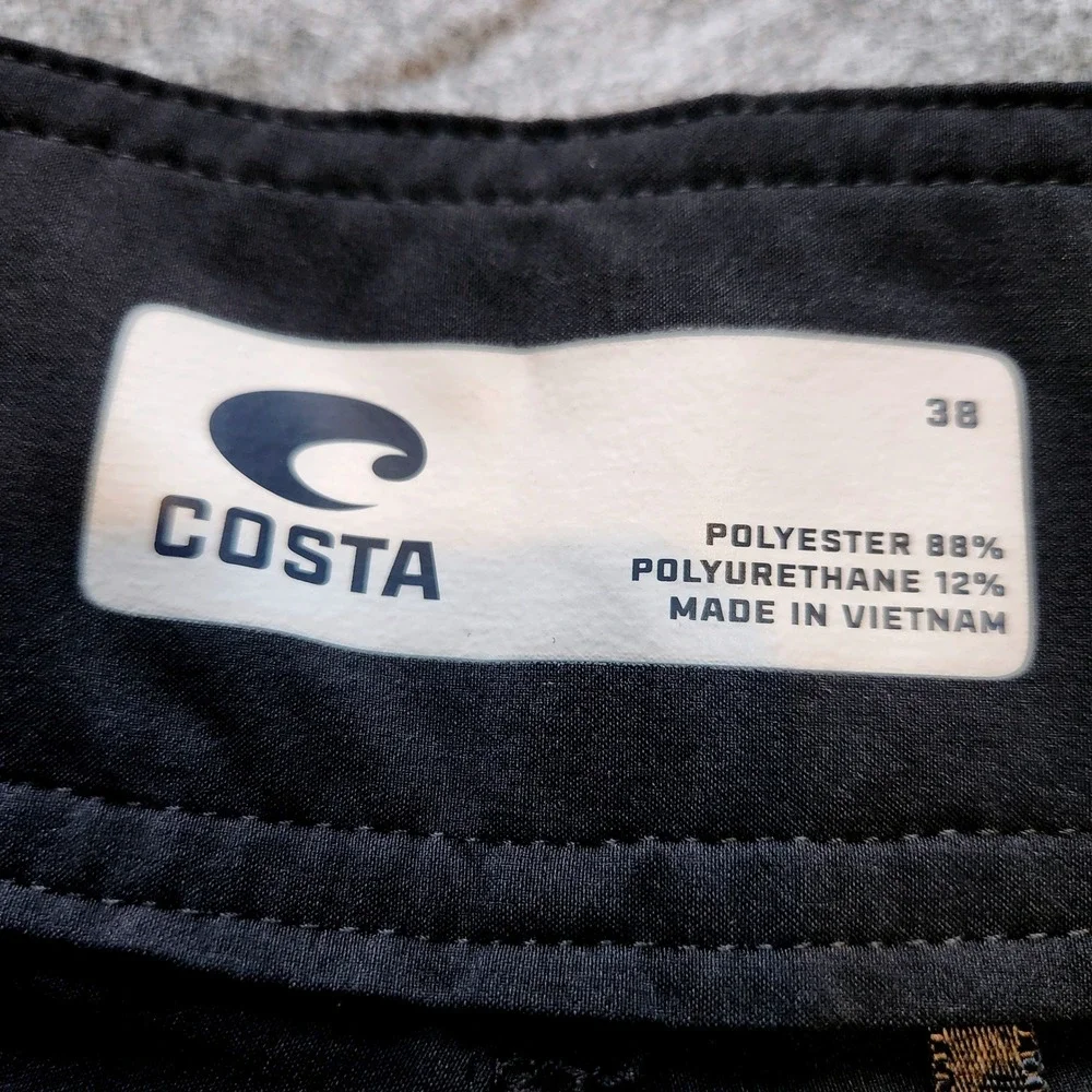 Costa Del Mar Board Shorts Mens 38 Contrast Trim Black Performance Swim Trunks